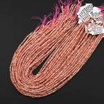 Faceted Natural Rhodochrosite 3mm Thin Rondelle Gemstone Beads 15.5" Strand