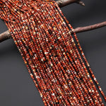AAA Natural Red Brecciated Jasper Faceted 2mm Gemstone Cube Beads 15.5" Strand
