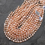 AAA Genuine Natural Peach Pink Freshwater Nugget Pearl 8mm 14.5" Strand