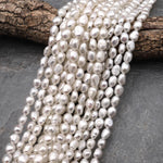 AAA Genuine Natural White Freshwater Pearl 8mm Nugget Beads 14" Strand