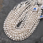 AAA Genuine Natural White Freshwater Pearl 8mm Side Drilled Nugget Beads 14" Strand
