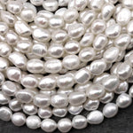 AAA Genuine Natural White Freshwater Pearl 8mm Nugget Beads 14" Strand