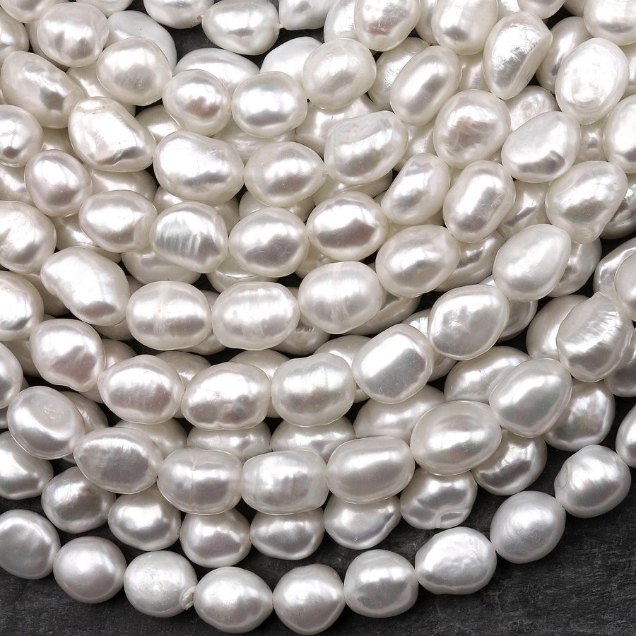 AAA Genuine Natural White Freshwater Pearl 8mm Nugget Beads 14" Strand