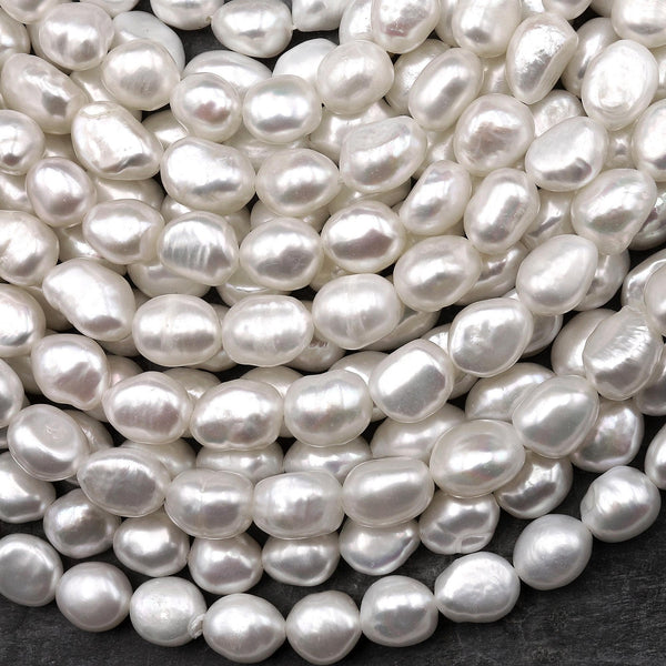 AAA Genuine Natural White Freshwater Pearl 8mm Nugget Beads 14" Strand