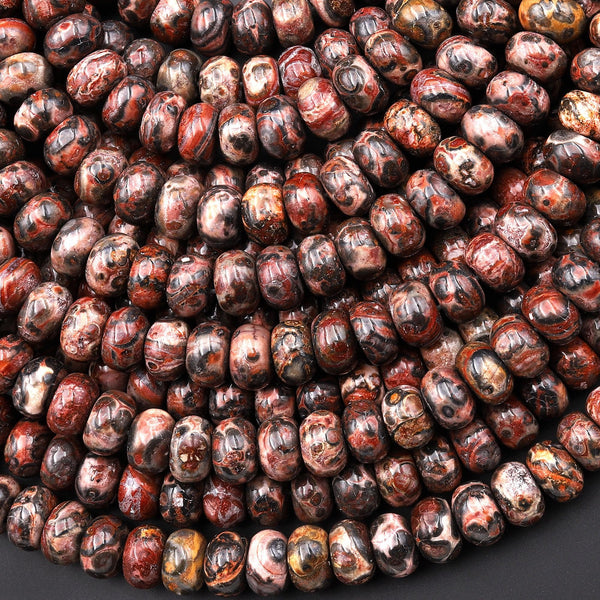 Natural Leopard Skin Jasper Smooth 8mm Rondelle Beads 15.5" Strand