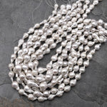 Genuine Natural White Freshwater Pearl Ming Fireball Flameball Pearl Irregular Baroque Nucleated Pearl 15.5" Strand