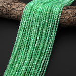 AAA Faceted Natural Australian Green Chrysoprase Round 3mm Beads Gemstone Beads 15.5" Strand