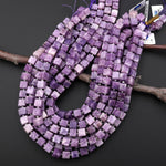 Natural Purple Lepidolite 8mm Smooth Cube Dice Beads 15.5" Strand