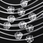 Natural Rock Quartz Crystal Hand Carved Cherry Blossom Flower Gemstone 3D 13mm Beads Strand