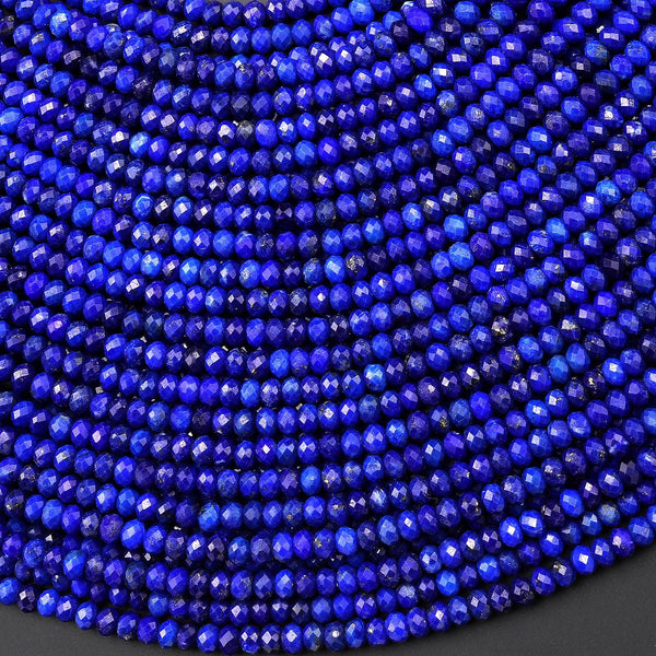 AAA Faceted Natural Blue Lapis Rondelle Beads 3mm 15.5" Strand