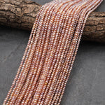 Small Iridescent Natural Pink Peach Freshwater Pearl Rondelle 3mm 15.5" Strand
