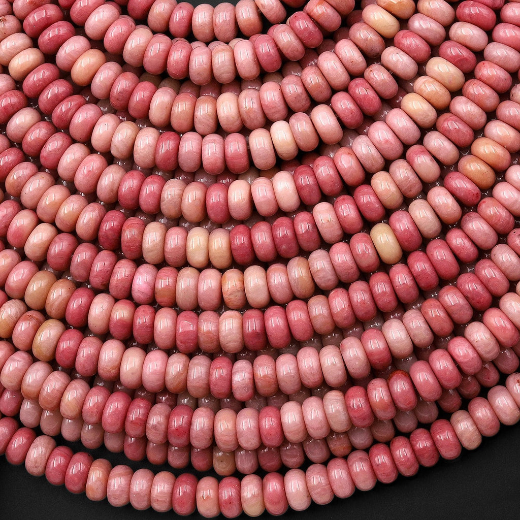 Natural Pink Petrified Rhodonite Smooth Rondelle Beads 4mm Earthy Pink Gemstone Beads 15.5" Strand