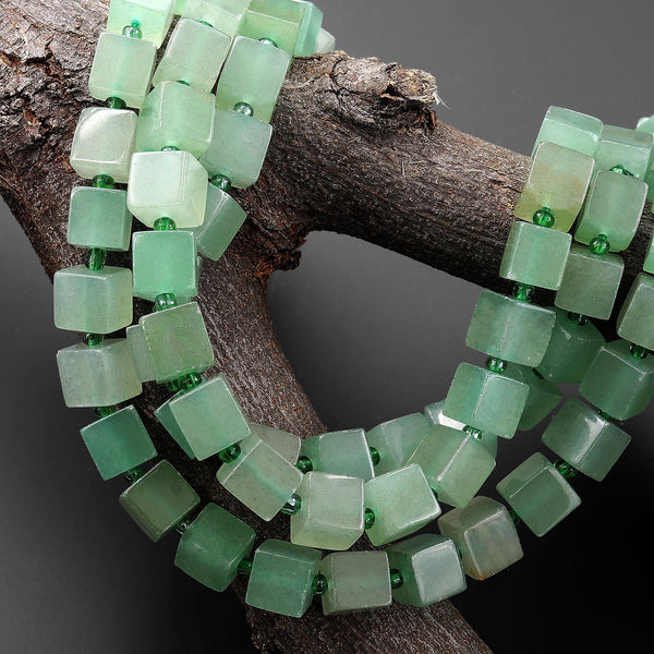 Natural Green Aventurine 8mm Smooth Cube Dice Gemstone Beads 15.5" Strand