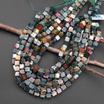 Natural Indian Agate 8mm Smooth Cube Dice Beads 15.5" Strand
