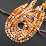 Natural Orange Aventurine 8mm Smooth Cube Dice Gemstone Beads 15.5" Strand