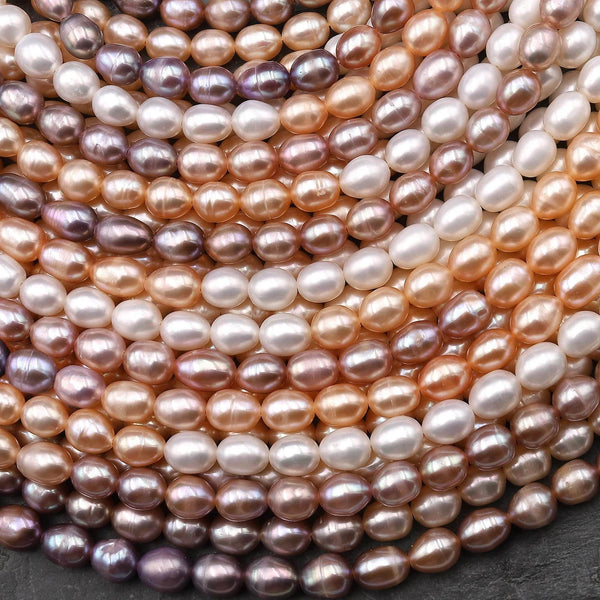 Genuine Natural White Peach Pink Mauve Purple Freshwater Pearl 7mm 8mm Ombre Rondelle Shimmery Iridescent Classic Pearl 15.5" Strand