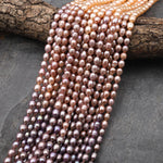 Genuine Natural White Peach Pink Mauve Purple Freshwater Pearl 7mm 8mm Ombre Rondelle Shimmery Iridescent Classic Pearl 15.5" Strand