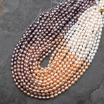 Genuine Natural White Peach Pink Mauve Purple Freshwater Pearl 7mm 8mm Ombre Rondelle Shimmery Iridescent Classic Pearl 15.5" Strand
