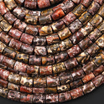 Natural Leopard Skin Jasper 6x8mm Smooth Tube Cylinder Beads 15.5" Strand