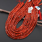 AAA Faceted Natural Red Jasper Beads 6mm hexagon Heishi Rondelle 15.5" Strand