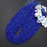 AAA Faceted Natural Blue Lapis Lazuli Round Beads 2mm 3mm Laser Diamond Cut Gemstone 15.5" Strand