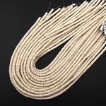 Natural Ivory Fossil Jasper River Stone Rondelle Heishi 4mm 6mm Polished Tan Beige Cream Beads 15.5" Strand