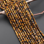 AAA Faceted Natural Tiger's Eye Beads 6mm hexagon Heishi Rondelle 15.5" Strand