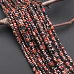 AAA Faceted Natural Orange Red Rhodonite Beads 6mm hexagon Heishi Rondelle 15.5" Strand