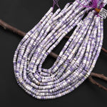 AAA Faceted Natural Purple Tiffany Jasper Beads 6mm hexagon Heishi Rondelle 15.5" Strand