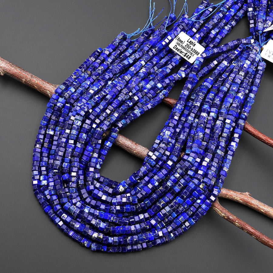 AAA Faceted Natural Blue Lapis Beads 6mm hexagon Heishi Rondelle 15.5" Strand