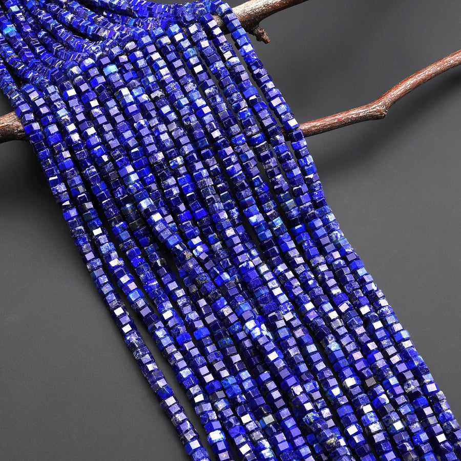 AAA Faceted Natural Blue Lapis Beads 6mm hexagon Heishi Rondelle 15.5" Strand