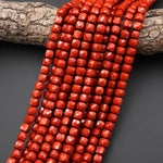 AAA Natural Red Jasper Faceted 7mm 8mm Gemstone Cube Beads 15.5" Strand