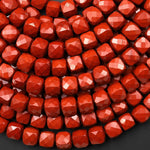 AAA Natural Red Jasper Faceted 7mm 8mm Gemstone Cube Beads 15.5" Strand
