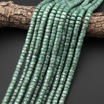 AAA Natural Burmese Jade Smooth Heishi Rondelle 7mm 8mm Gemstone 15.5" Strand