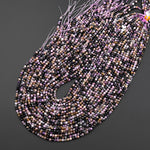 Faceted Real Natural Russian Purple Charoite Black Aegirine Matrix 3mm Round Beads Gemstone 15.5" Strand