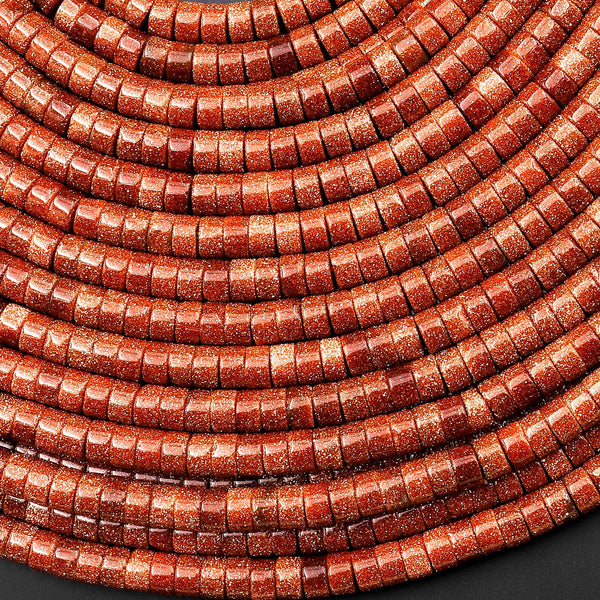 Goldstone 4mm Smooth Heishi Rondelle Beads 15.5" Strand