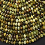 Faceted Natural Green Garnet Faceted Rondelle 6mm Diamond Cut Gemstone Beads 15.5" Strand
