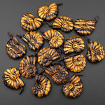 AAA Hand Carved Natural Golden Tiger's Eye Tiger Ammonite Pendant Gemstone Focal Bead