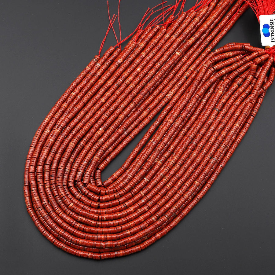 AAA Natural Red Jasper Thin Heishi Rondelle 4mm 6mm Beads 15.5" Strand