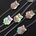 AAA Iridescent Carved Natural Black Mother of Pearl Owl Beads Strand