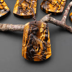 AAA Hand Carved Natural Tiger's Eye Roaring Tiger Pendant Gemstone Focal Bead