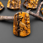 AAA Hand Carved Natural Tiger's Eye Roaring Tiger Pendant Gemstone Focal Bead