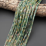 AAA Translucent Natural Green Indian Agate 4x2mm Small Thin Smooth Spacer Tube Gemstone Beads 15.5" Strand