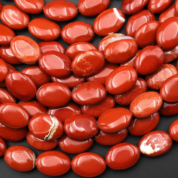 Natural Red Jasper Oval Beads 10x14mm Gemstone 15.5" Strand