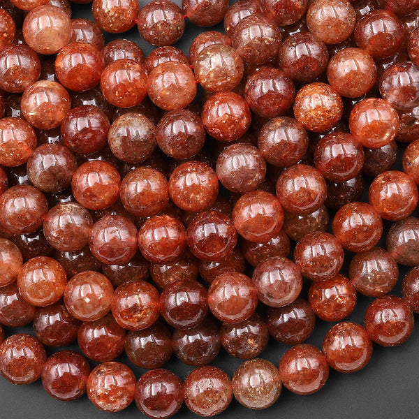 Rare Natural Orange Strawberry Quartz 8mm Round Beads 15.5" Strand