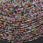 AAA Natural Pink Blue Tourmaline Micro Faceted 2mm Round Gemstone Beads 15.5" Strand