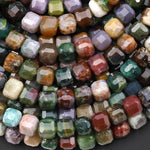 AAA Faceted Natural Indian Agate 6mm Cube Gemstone Beads 15.5" Strand