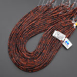 Natural Mahogany Obsidian 4x2mm Small Thin Smooth Spacer Tube Beads 15.5" Strand