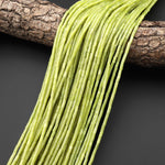 Natural Lemon Jade 4x2mm Small Thin Smooth Spacer Tube Beads 15.5" Strand