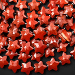 Sparkling Faceted Natural Red Jasper Beads 10mm 14mm Carved Star Gemstone 15" Strand